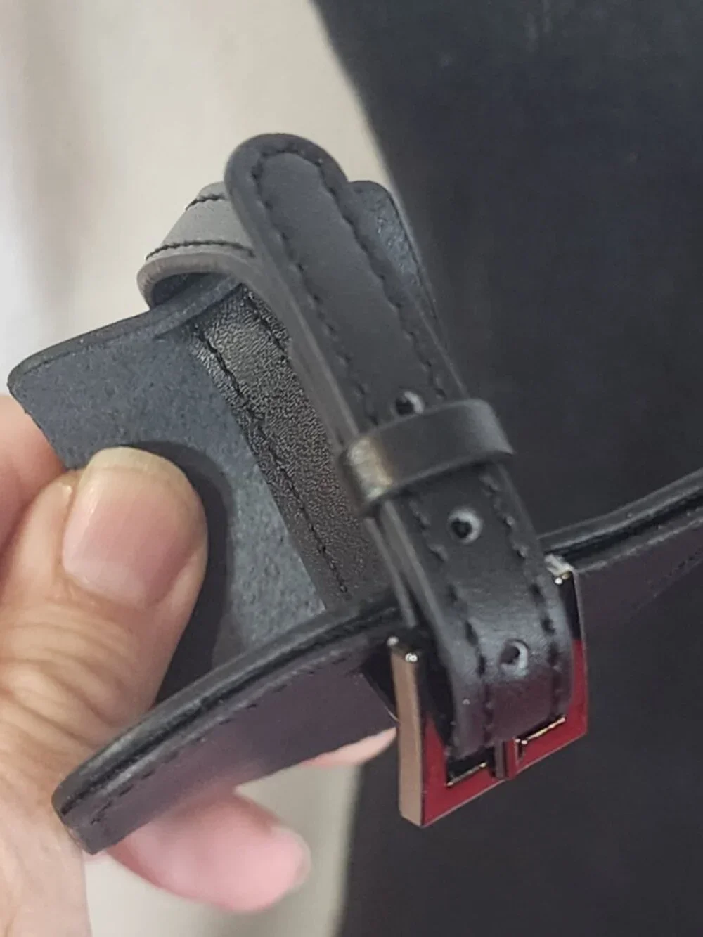 Monos Midnight Black Vegan Leather Watch Band Safety Luggage Tag w/Address Card